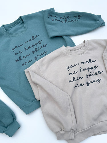 You Make Me Happy When Skies Are Grey Adult Cropped Pullover *Preorder*