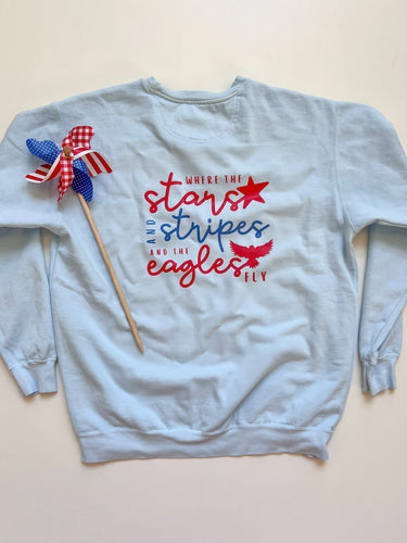 Stars + Stripes Adult Pullover Pale Blue